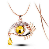 Eye Crystal Tear Drop Eyelashes Necklace
