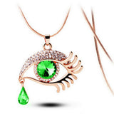 Eye Crystal Tear Drop Eyelashes Necklace