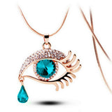 Eye Crystal Tear Drop Eyelashes Necklace